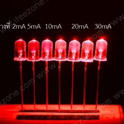 หลอดไฟ LED สีแดง กระเปาะใส 5mm Super Bright