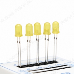 หลอดไฟ LED กระเปาะเหลือง แสงเหลือง 5mm Super Bright