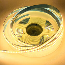 สีวอร์ม Warm White 3000K ไฟเส้น Strip light LED COB 300led/m 30W 12V IP20 (ไม่กันน้ำ) เป็นรุ่นใหม่ล่าสุด ไม่เห็นเม็ดไฟเส้น LED