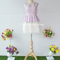 เดรสสั้นแขนกุด สำหรับออกงานกลางวัน เดรสสไตล์Pepplum ดิ้นทอง กระโปรงผ้าแก้วมีซับใน ซิปข้าง สำเนา