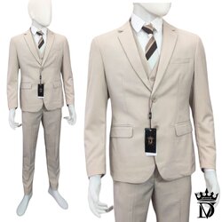 5XL-10XL ชุดสูทผู้ชายคนอ้วน ไซส์ใหญ่ เกรดพรีเมี่ยม แบรนด์ Divo เซต 2-3 ชิ้น สีครีม เนื้อผ้าวูล เอวกางเกงยืดได้