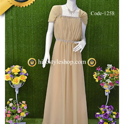 พร้อมส่ง Size 2XL ชุดราตรียาว **สามารถใส่ได้7แบบ** แต่งคริสตัลที่เอว และมุมอก ผ้าชีฟอง ซับในทั้งชุด