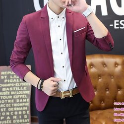 สูท,เสื้อสูท ผ้าคอตตอน เกรดA สีแดง พร้อมส่ง M,L