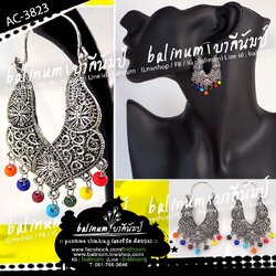 ต่างหูห่วงเงินอินเดีย สไตล์โบฮีเมียนแอนทีค ดูเก๋และสวยงามมากค่ะ เงิน (Silver)