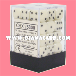 Chessex 12MM D6 Dice Block — Opaque : Ivory / Black「1 Dice」