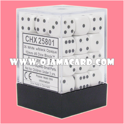 Chessex 12MM D6 Dice Block — Opaque : White / Black「1 Dice」