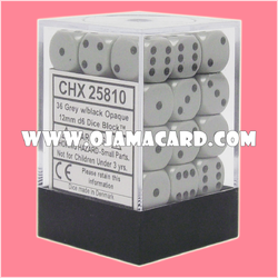 Chessex 12MM D6 Dice Block — Opaque : Grey / Black「1 Dice」