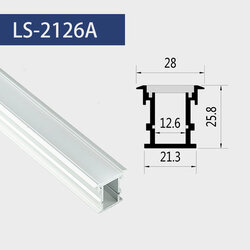 2126A ราง U ฝังพื้น (ไม่มีสต๊อก สั่งล่วงหน้า 10-15 วัน) ราคาต่อ 1 เส้น ยาว 1 เมตร รางอลูมิเนียม (Aluminium Profile) รางไฟ Aluminium Profile รางอลูมิเนียม ใช้กับไฟเส้น LED รางไฟเส้น rail led track โพรไฟล์