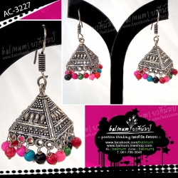 Indian earrings ต่างหูอินเดีย สไตล์แอนทีค ดูเก๋และขลังมากค่ะ เงิน (Silver)