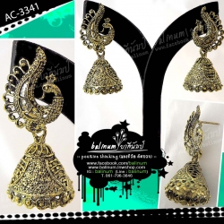 Indian earrings ต่างหูอินเดีย รูปนกยูง สไตล์แอนทีค (Antiqued) ดูเก๋และขลังมากค่ะ