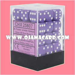 Chessex 12MM D6 Dice Block — Opaque : Purple / White「1 Dice」