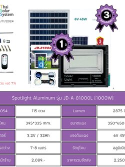 Spot Light โซล่าเซลล์ JD-A-81000L ขนาด 1000w