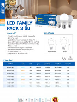 LED A60 FAMILY PACK 3 แพค 14W