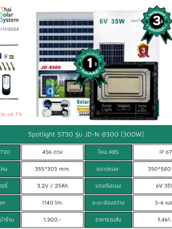 Spot Light โซล่าเซลล์ JD-N-8300 chip 5730 ขนาด 300w (ประกัน 1 ปี)