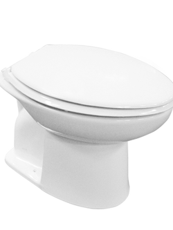 CORAL 7280 สุขภัณฑ์นั่งราบราดน้ำ ชนิดท่อลงพื้นพร้อมฝารองนั่งแบบ Elongate สีขาว