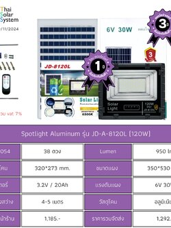 Spot Light โซล่าเซลล์ JD-A-8120L ขนาด 120w