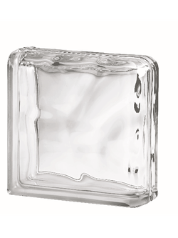 I-018/07 บล็อกแก้วใส แก้วเมฆา ขอบโค้ง 2 ด้าน 190*190*80mm ช้างแก้ว