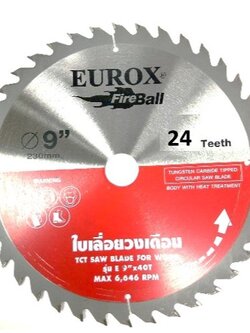 ใบเลื่อยวงเดือน EUROX 9"x 24T