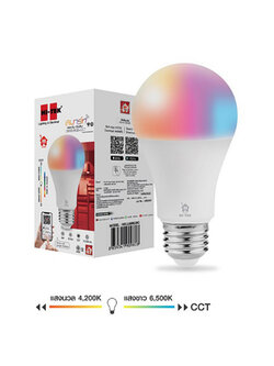หลอด LED HI-TEK SMART WIFI 9 วัตต์ E27 DAYLIGHT/RGB เปลี่ยนแสงได้ WIFI+BT - แสงขาว/แสงเหลือง/แสงคูลไวท์ HI-TEK