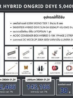 ชุด Hybrid 0ngrid Deye 5040W 1 phase + Battery Lithium LVTOPSUN (เฉพาะของ)