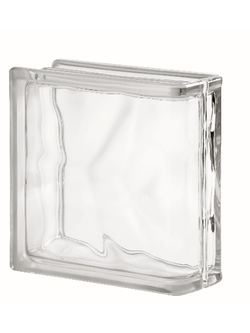 I-018/6 บล็อกแก้วใส แก้วเมฆา (ขอบโค้ง 1ด้าน) 190x190x80 มม. ช้างแก้ว