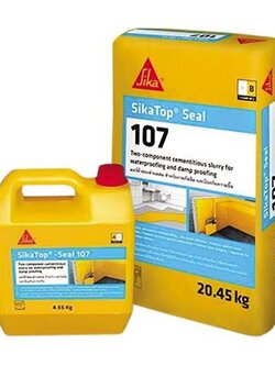 ซีเมนต์ทากันรั่วซึมยืดหยุ่นผสมสองส่วน SIKA รุ่น Topseal 107 ขนาด 25 กก. สีเทา