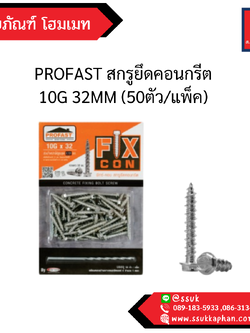 PROFAST สกรูยึดคอนกรีต 10G * 32MM (50ตัว/แพ็ค)