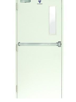 TP8 ประตูเหล็กทนไฟ เจาะช่องกระจกบานเล็ก (Fire Rate Door With Small Glass) ขาว