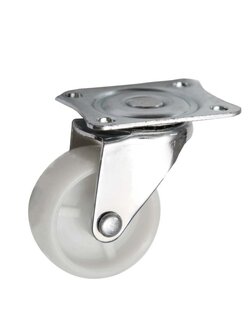 ลูกล้อไนล่อนแป้น ชุดล้อ ขนาด 2 นิ้ว (50 mm) ขาวครีม