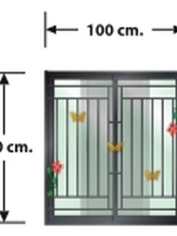 หน้าต่างบานเลื่อนสลับ + ชุดมุ้ง + เหล็กดัดผีเสื้อสีทอง ยี่ห้อ OK (100 cm. x 110 cm.) โปรโมชั่น 1-31/03/66 เท่านั้น ! LP-OK-W10-OW-GB-BL1 สีดำ