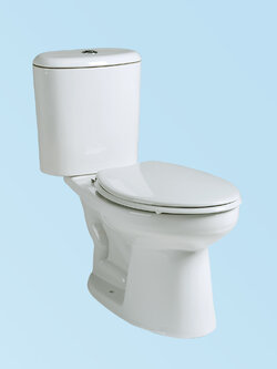 โถสุขภัณฑ์สองชิ้้น ท่อลงพื้นใช้น้ำ 3/6 ลิตร รุ่น CR7160E สีขาว CORAL