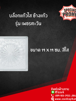 บล็อกแก้วใส ช้างแก้ว รุ่น เพชรตะวัน ขนาด 19*19 ซม.