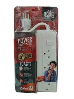 VOX SPORTEC ปลั๊กไฟ 3 ช่อง 1 สวิตซ์ 3 เมตร 2500 วัตต์