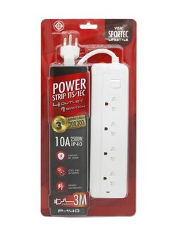 VOX SPORTEC ปลั๊กไฟ 4 ช่อง 1 สวิตซ์ 2500 วัตต์ 3 เมตร