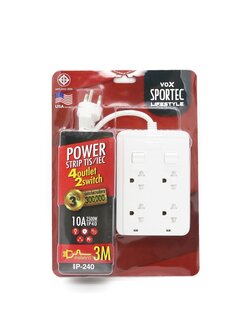 VOX SPORTEC ปลั๊กไฟ 4 ช่อง 2 สวิตซ์ 3 เมตร 2500 วัตต์