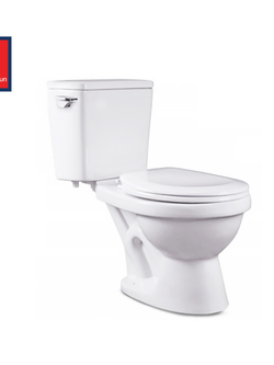 สุขภัณฑ์แบบสองชิ้น 4.5 ลิตร NC-7557 รุ่น พวงแสด แบบกดข้าง ขาว