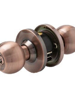 ลูกบิดประตู ระบบลูกปืน หัวกลม-จานใหญ่ ขนาด75 มม. หนา8 มม. สีทองแดงรมดำ ตัวเรือนทองเหลือง แพ็ค1ชุด อีสออน NO.8013 AC-BK (ห้องน้ำ) ทองแดงรมดำ