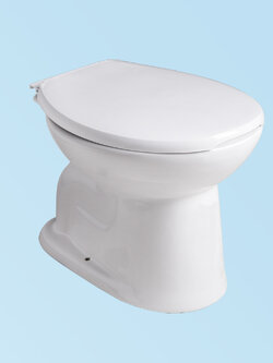 CORAL สุขภัณฑ์นั่งราบราดน้ำท่อลงพื้น+ฝารองนั่ง รุ่น 7450 ขนาด 37.5 x 45.5 x 34.5 ซม. สีขาว