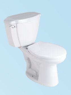 โถสุขภัณฑ์สองชิ้น ท่อลงพื้นใช้น้ำ 6 ลิตร รุ่น CR7028S สีขาว CORAL