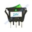 สวิทช์ ขอบจุดขาว-เหลี่ยมบาง 24V./3ขา มีไฟ-สีเขียว