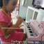 เปียโนของเด็กเล่น+โน๊ตเพลง+เก้าอี้ อุปกรณ์ครบเซต สีชมพู