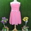 พร้อมส่ง 4XL ชุดราตรีสาวอวบ แต่งโบว์ที่เอว ผ้าชีฟอง ซับในทั้งชุด ซิปหลัง