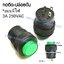 สวิทช์ กดติด-ปล่อยดับ/กลมมีไฟ250V/4ขา-สีเขียว